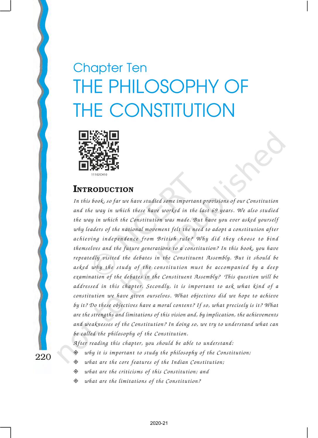 The Philosophy Of The Constitution - NCERT Book Of Class 11 Indian ...